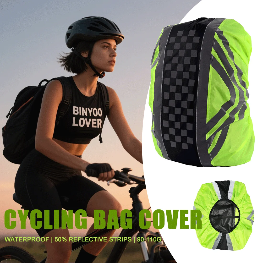 

[24H Shipping] Cycling Bag Cover - 50% Reflective Strips Waterproof Backpack Cover Anti - Slip Buckle Cycling Accessories