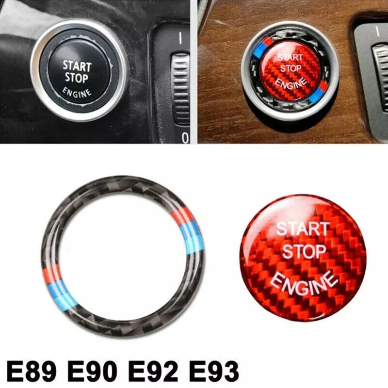 Car Engine Stop Button Cover Trim Sticker for E90 E92 Replacement Engine Switches Power Ignition Button Sticker X37F