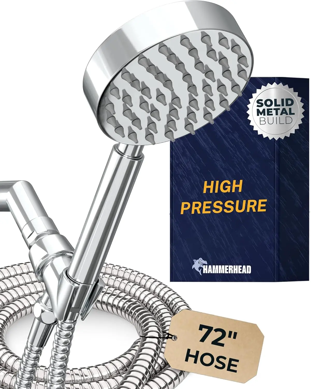 

High Pressure Handheld Shower Head with 6ft Hose and Adjustable Holder - Chrome Finish, 2.5 GPM Flow