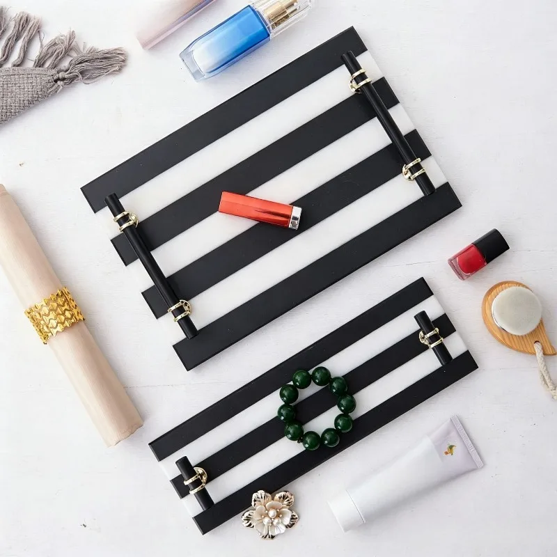 Marble Jewelry Tray with Handle Ring Necklace Tray Portable Large Capacity Trinkets Organizer Trays Multipurpose Cosmetics Trays