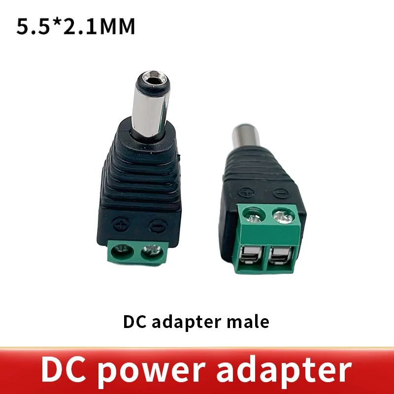 10pcs  green Male + Female 5sets 12V 2.1x5.5MM DC Power Jack Plug Audio AUX free welding socket Connector