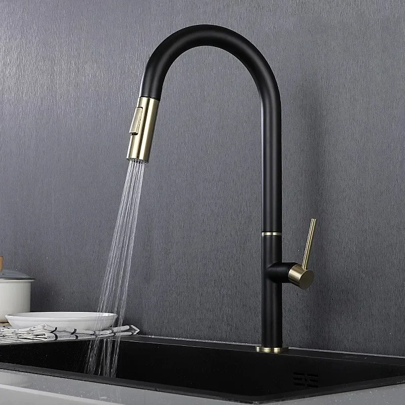 YYHC-The latest brass kitchen faucet with pull-down spray touch sensor smart sink faucet  automatic water outlet