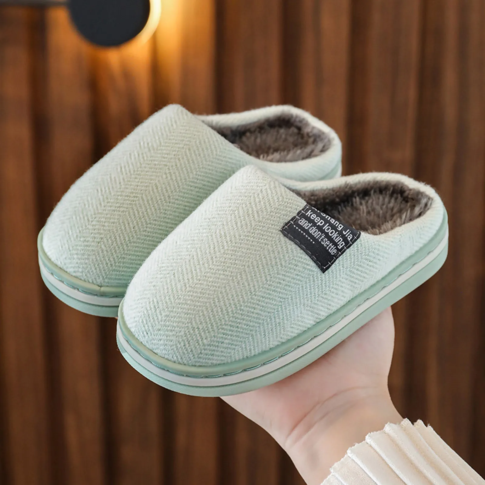 Kids Warm Slippers Shoes Fashion Flat Home Cotton Slippers For Girl Boy Classic Comfortable Soft Bottom Indoor Non-slip Slippers