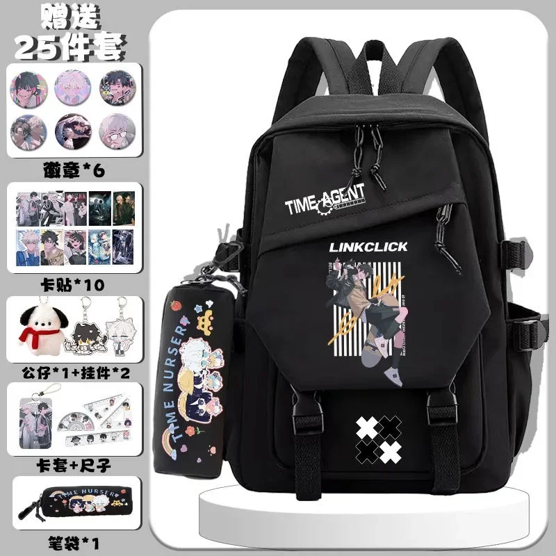 

Black White Blue Pink, Link Click, Student Kids Teens School Bags, Large Capacity Mochilas Anime Backpacks for Girls Boys Gift