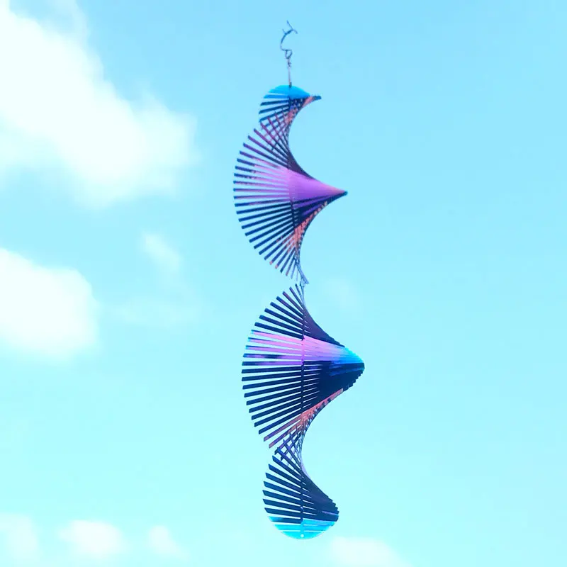 Spiralne obrotowe kuranty wiatrowe 3D Home Garden dekoracje wiszące lustro wiatraczek ze stali nierdzewnej Outdoor Windchimes