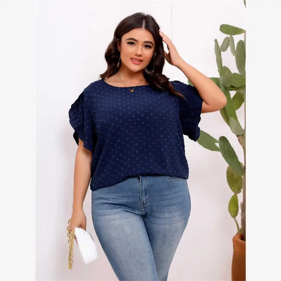 Large Size High Elastic Summer T-irt for plus Size Women L4XL ort Sve round Ne Basic  Color Casual Top