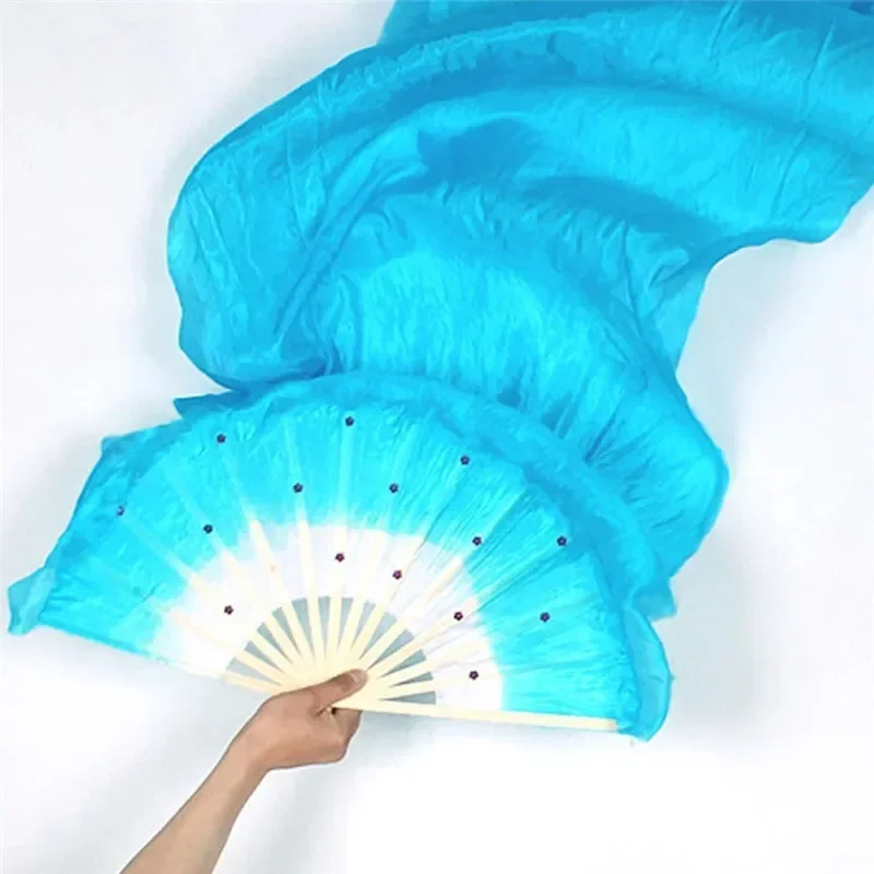 1.5M Hand Made Colorful Silk Fans Dancing Bamboo Long Fans Simulation Veils Fans Women Belly Dance Costume Tools Stage Props