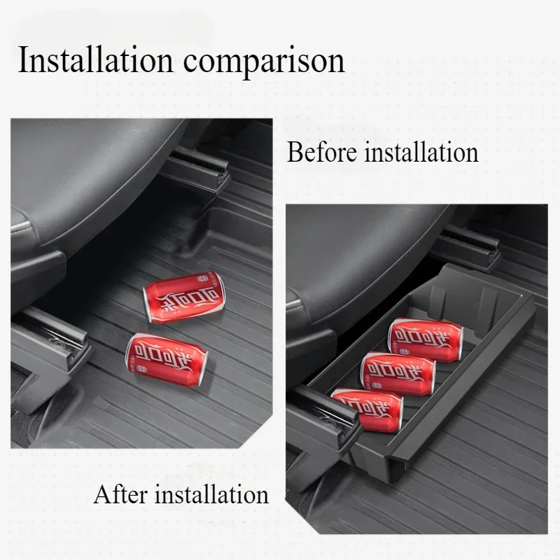 For Tesla Cybertruck 2024 Under-seat Storage Box TPE Front Seats Drawer Hidden Storage Tray Car Accessories for Cyber Pickup