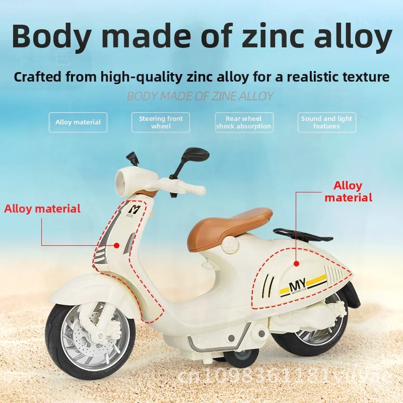 

Большая модель мотоцикла из сплава с подсветкой и звуковым эффектом. Функция оттягивания и ходьбы. Широкая педаль для мальчиков и девочек. Нерадио.