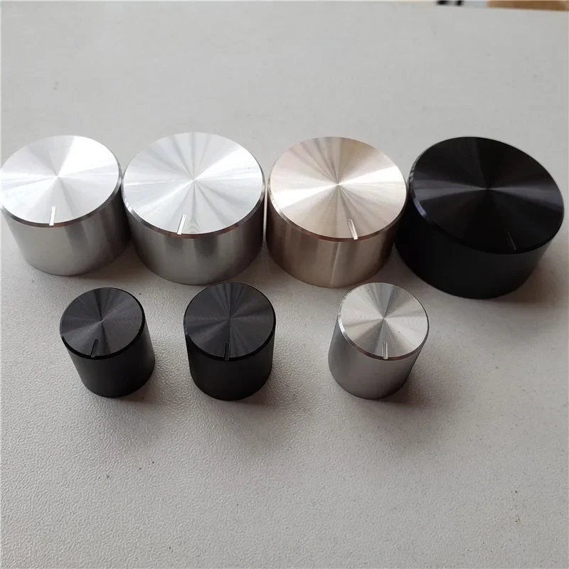 Bouton en plastique en aluminium pour boutons de potentiomètre, 19*17, 21*17, 26*17, 30*17mm, reflets argent, châssis CD noir, amplificateur de capuchon de volume