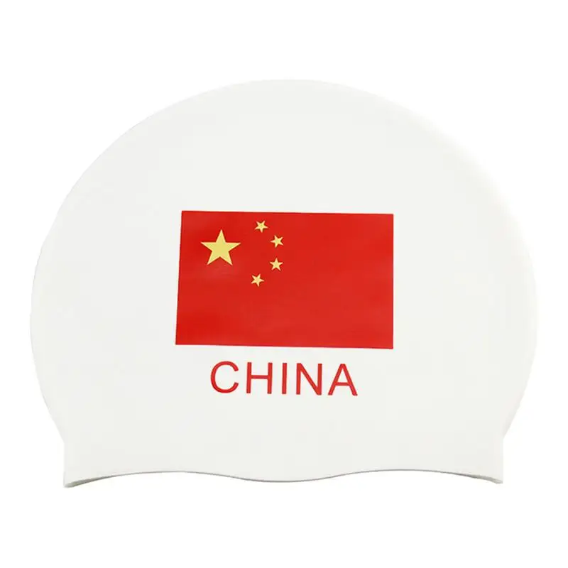 Mens Swim Hat Swim Hats Flag Printed Comfortable Shower Hat For Adults Waterproof Ear Protection Hairwrap For Water Sports