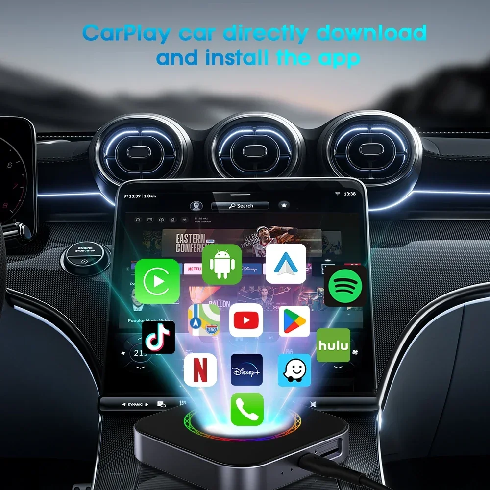 

Smart Wireless Carplay Netflix Adapter 8G 128G Usb Android Auto Ai Box Carplay Car 4k Media Ai Box Dongle For