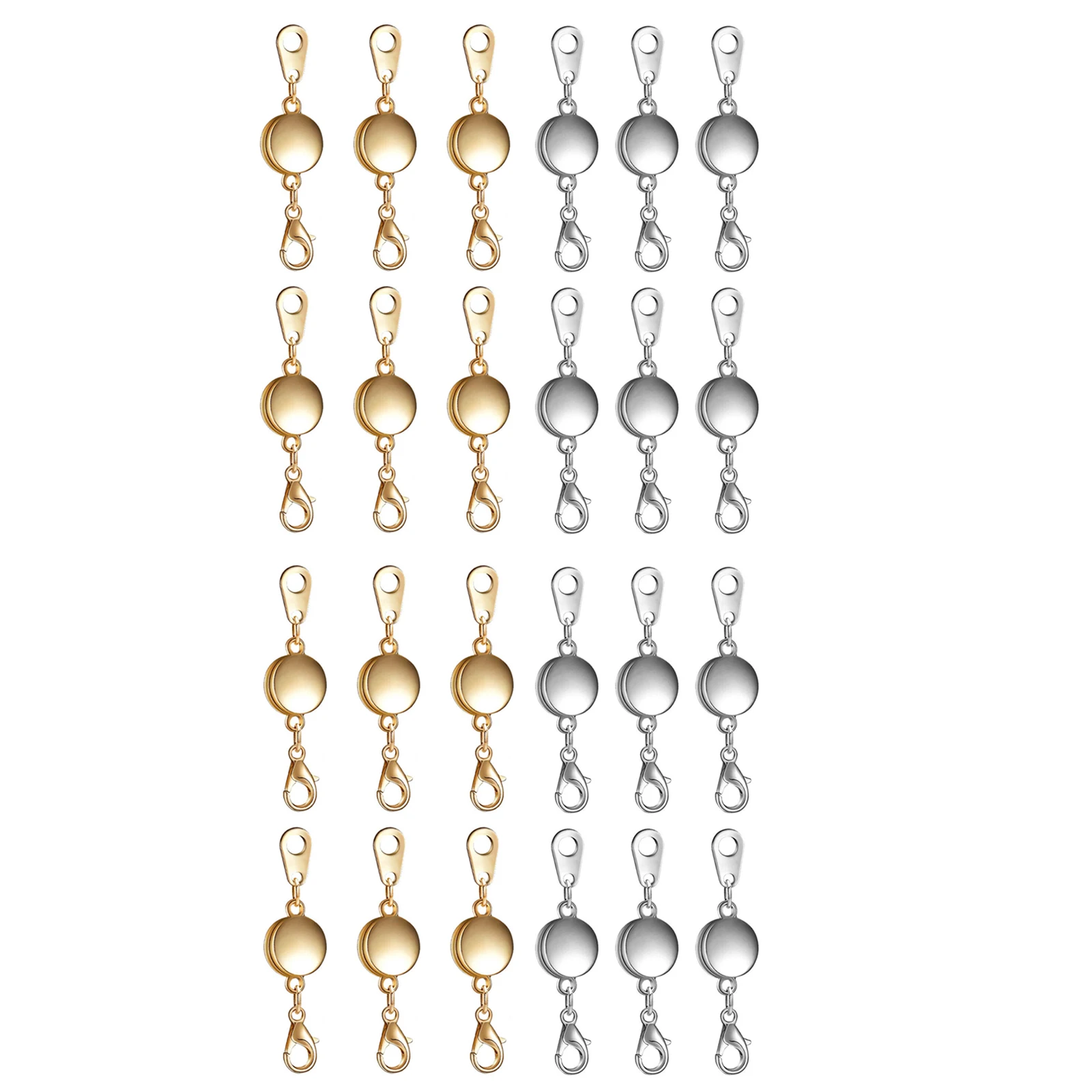 

24PCS Locking Magnetic Jewelry Clasp Magnetic Extension Chain Jewelry Clasp For Necklace Bracelets Jewelry Making Gold & Silver