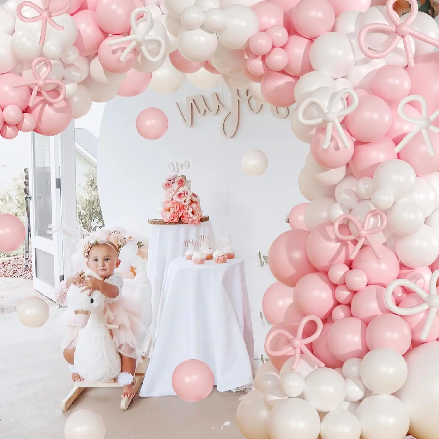 143pcs Pink White Balloon Garland Arch Kit Decor Women Girls Engagement Wedding Birthday Party Baby Shower Decoration