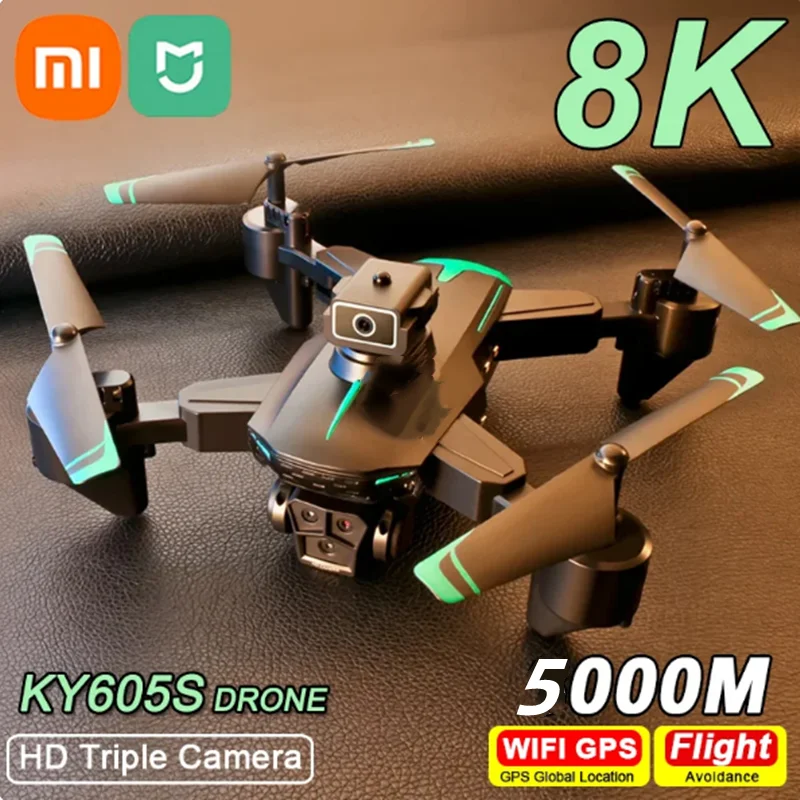 

XIAOMI MIJIA KY605S RC Drone 8K Professinal Three Camera Wide Angle Optical Flow Four-way Obstacle Avoidance Quadcopter Toy