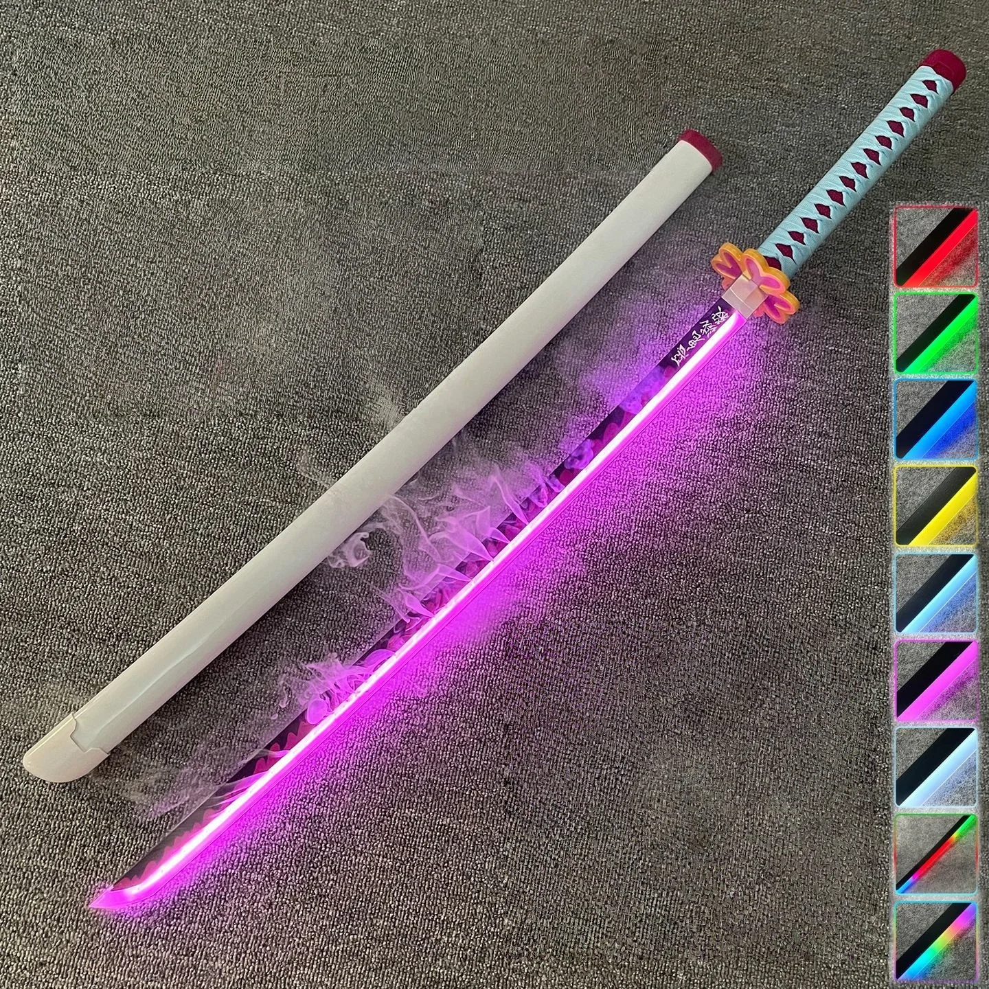 40 inch Smoke Glow Demon Slayer Katana Muichirou Licht Damp Zwaard Anime Cosplay Echte Japanse Katana Originele Samurai Sabel Gift