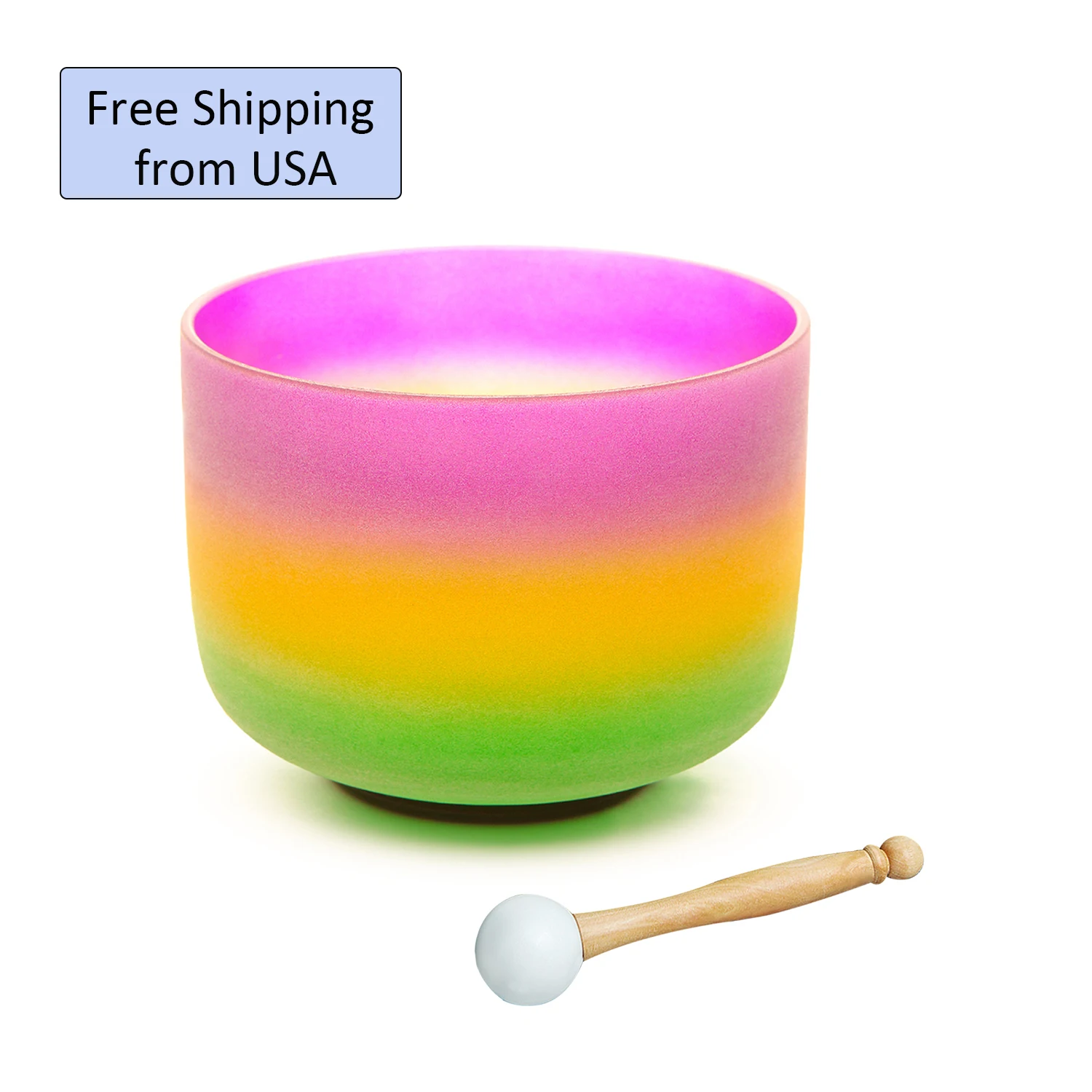 

Hye-eun 8inch Rainbow Crystal Singing Bowl 432hz Frosted Quartz Chakra Tuned Bowl for Yoga Healing Sound Ene