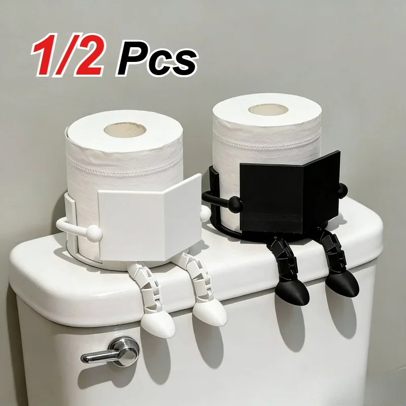 1/2 PCS Fun Reading Roll Paper Rack, Black White Colors, Bathroom Decoration Roll Paper Holder, Suitable for Holiday Gifts
