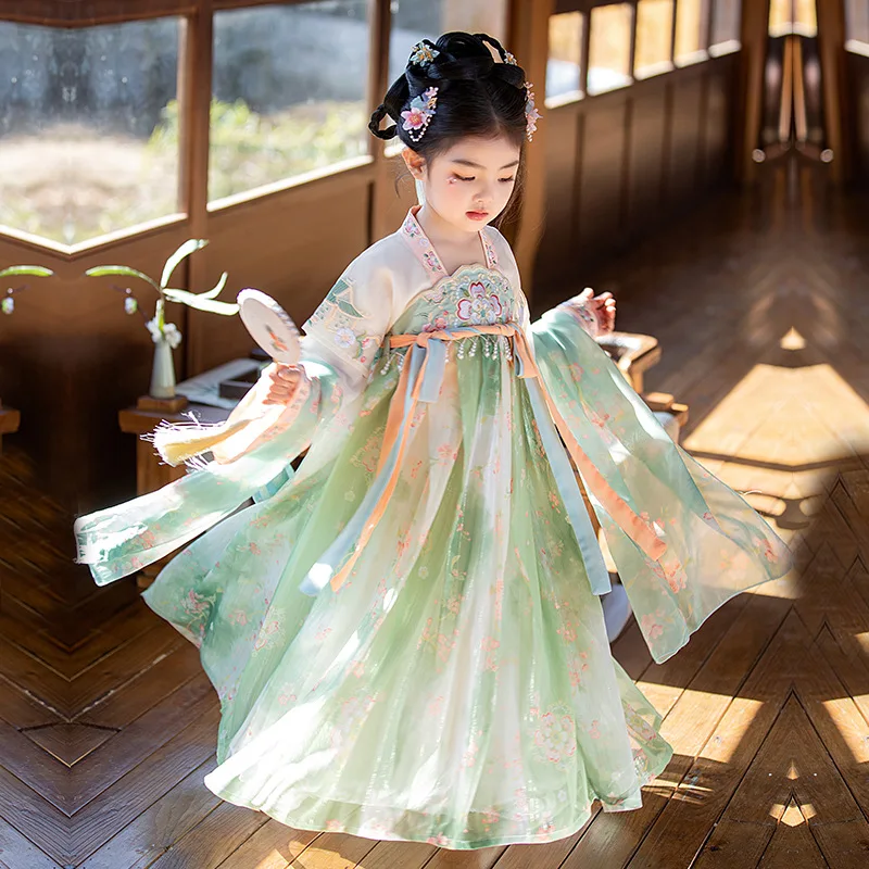 

Kids Hanfu Chinese Traditional Folk Costume Girls Han Dynasty Dance Wear Fairy Cosplay Clothes Oriental Ancient Princess Suit