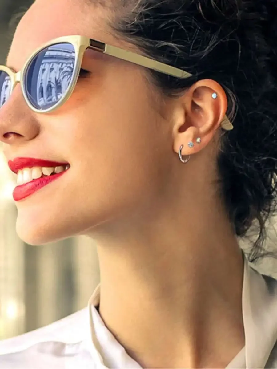 

5 Pairs Cubic Zirconia Stud Earrings For Sensitive Ears 20G Flat Back Unisex Fashion Jewelry