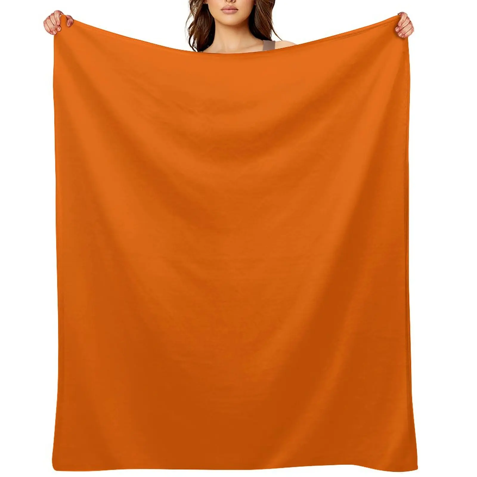 

Bright Orange - Plain Throw Blanket Flannels Nap Plush Giant Sofa Blankets
