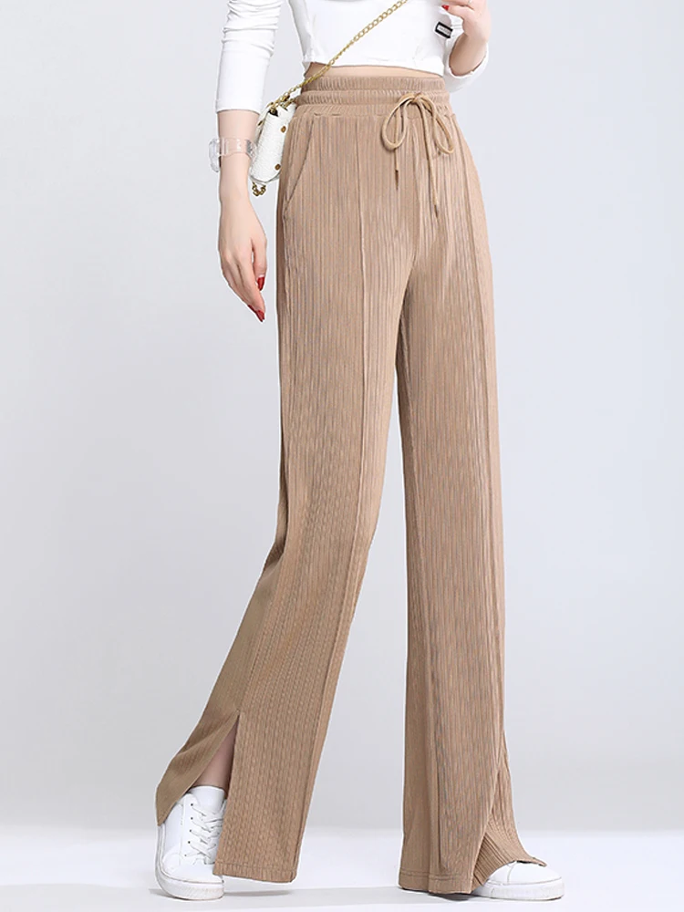 

Casual High Waist Loose Wide Leg Pants for Women Spring Summer New Female Length Retro Solid Colo Pants Ladies Long Trousers 5XL