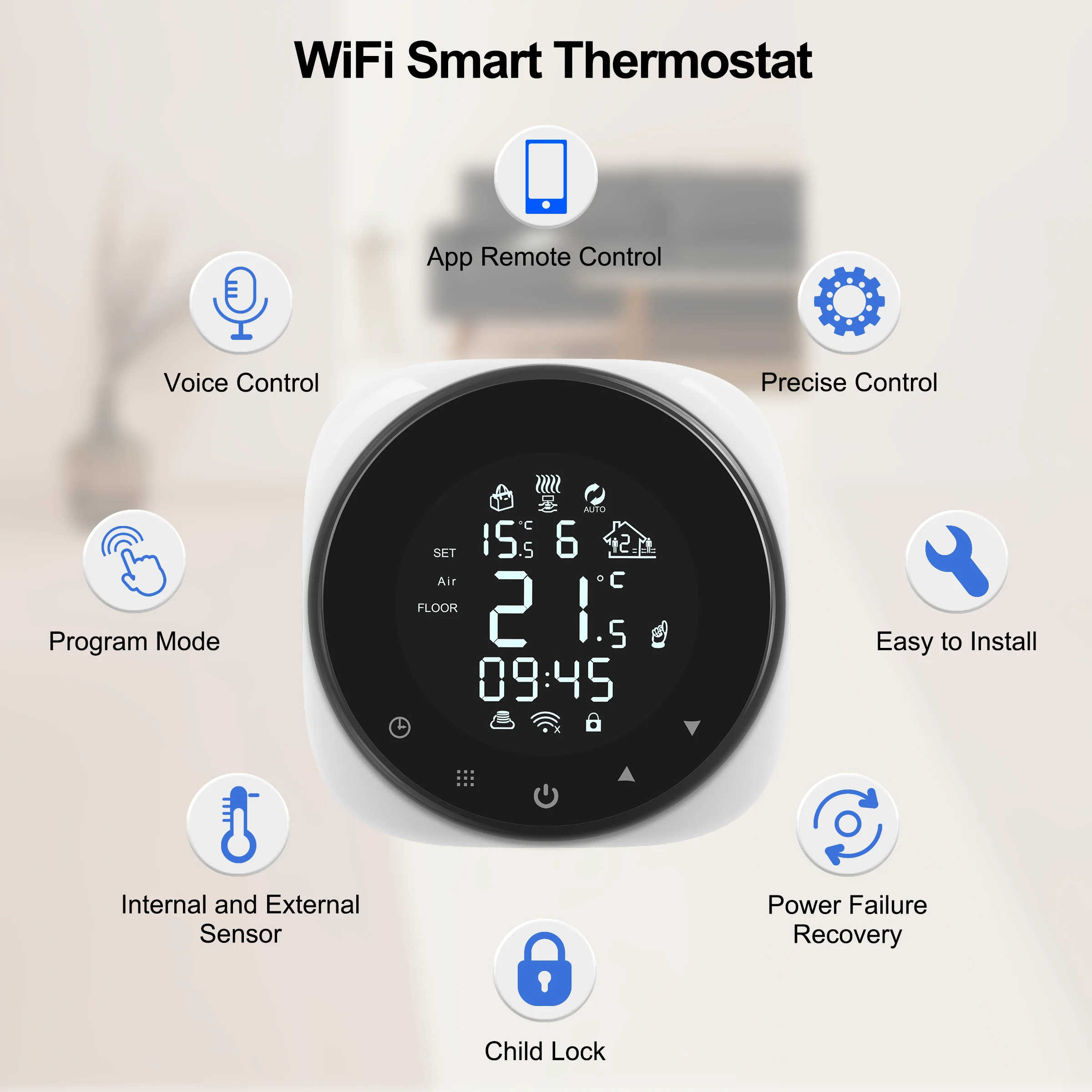 GIRIER-Tuya WiFi Smart Thermoandrefor Electric, Water Floor Heating, Gas Bomicrophone, Temperature Contrmatérielle, nous-mêmes avec Alexa Hey Google