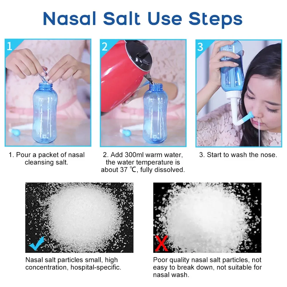 30pcs Nasal Wash Salt for Nose Cleaner Irrigation Salt Nasal Rinse Mix Wash Salt for Neti Pot Cleans Moistens Protects The Nose