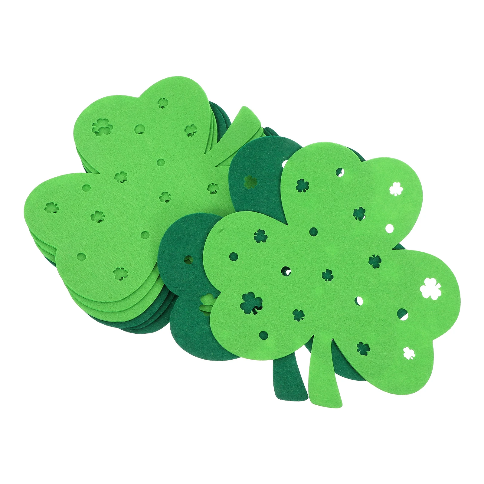 

8pcs Clover Placemats Felt Shamrock Table Protectors Patrick Day Decor Green Hollow Stack Dining Accessories
