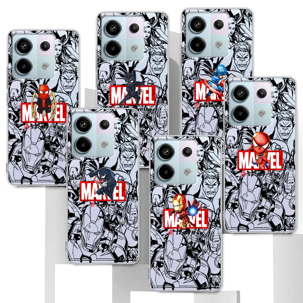 Marvel Ironman Spiderman Case for Xiaomi Redmi 9A 9i 12C 6A 9 9C 10 10A 10C 9T 6 7 7A 8 8A 10X 12 Transparent TPU Phone Cover