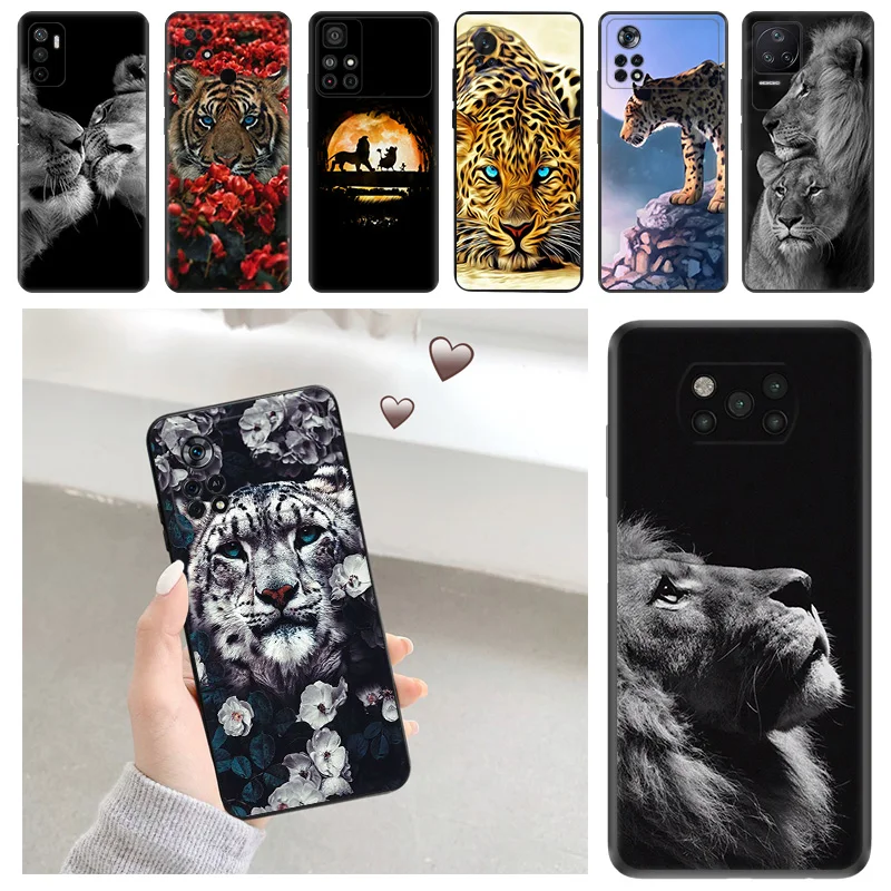 Phone Case For Xiaomi POCO X5 M3 M4 M5S C40 C50 C51 F3 GT F4 F5 X4 X3 F1 14 Pro Lion King Tiger Redmi A3X Soft Protective Cover