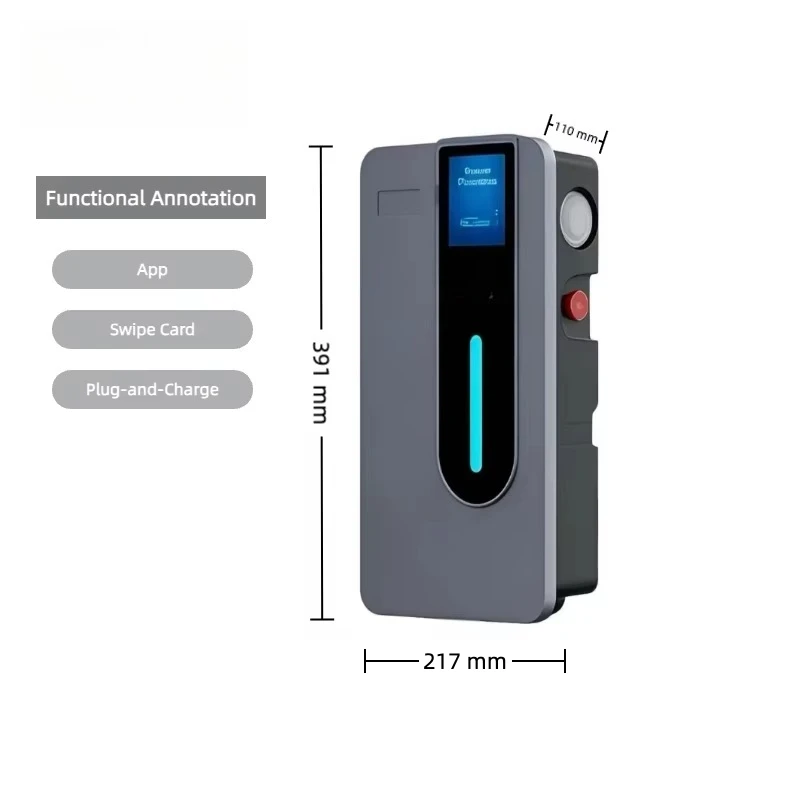 22kW 32A AC EV Charger with Floor Stand, LCD Touch Screen, Type 2/GB/T Plug, Smart Electric Vehicle Charging Pile