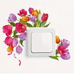 Flower Switch Stickers Green Plant Home Decoration Self-Adhesive Switch Wallpaper Living Room Bedroom Kitchen Background Decals
