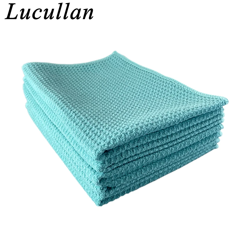 Lucullan-Toalla de secado de microfibra con imán de agua, diseño de tejido de gofre para limpieza de pantalla de pintura de vidrio de coche, cuidado