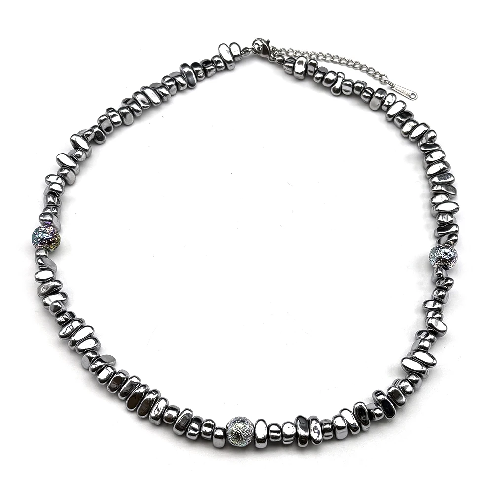 

Irregular Beads Chains Short Choker Necklace for Men Stainless Steel Beaded Chains Collar Fashion Energy Jewelry Male Gifts
