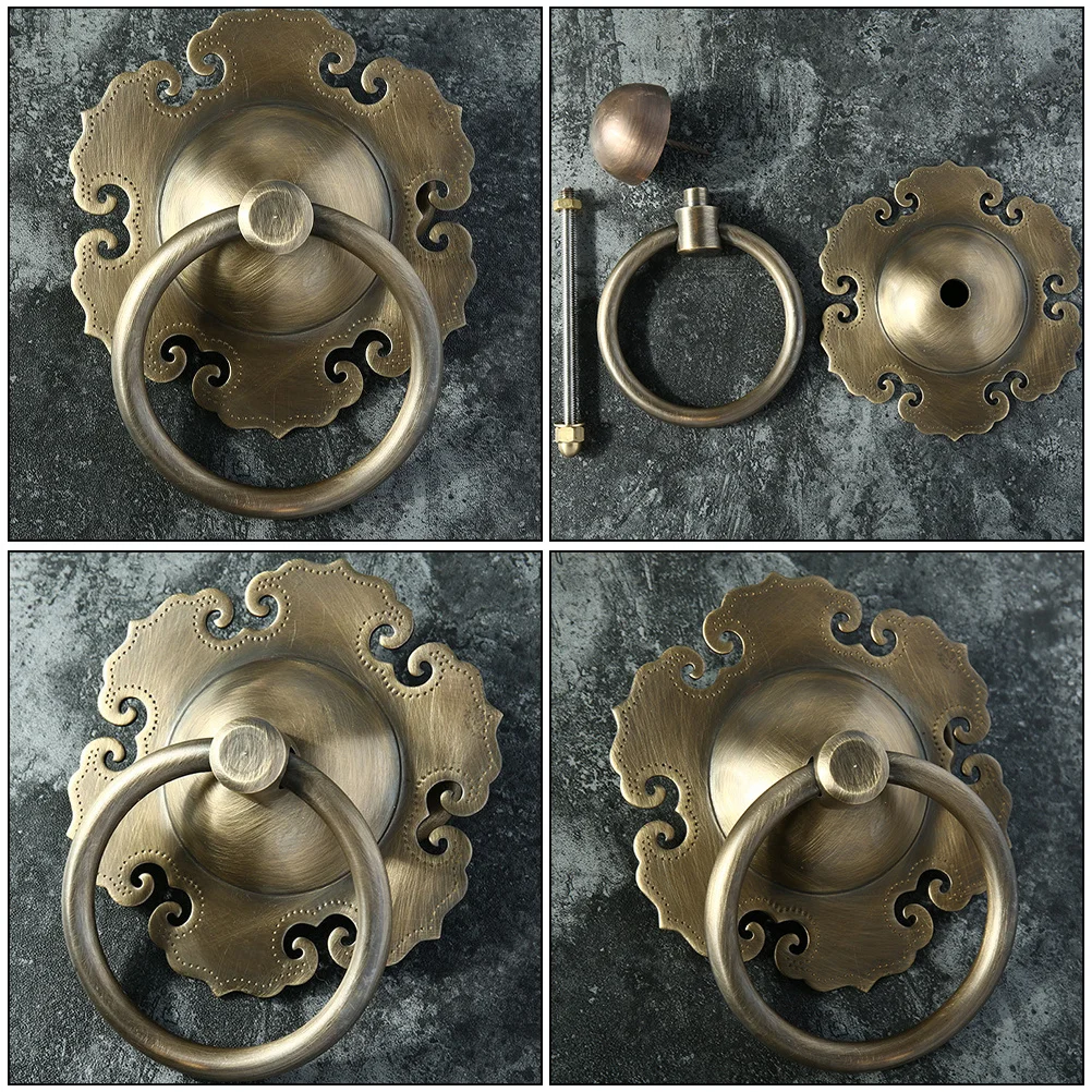

1Pcs Vintage Door Knocker Brass Made Look Door Handle for Wood Security Villa Doors Cabinet Wardrobe Chest Decoration