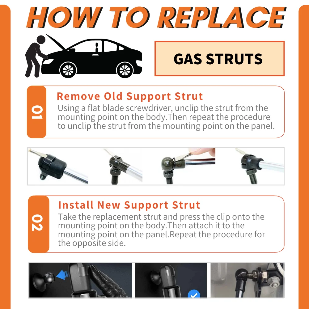 Qty(2) Hood Struts for Hyundai Ioniq 2016-2022 Front Bonnet Hood Gas Struts Springs Dampers Shock Absorber Prop Lift Supports