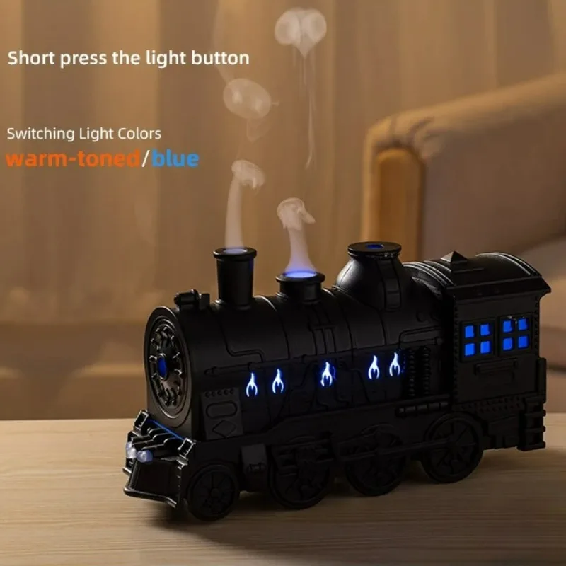 Train Humidifier with Remote Control Ultrasonic Ring Aromatherapy Machine Dual Nozzle Train Essential Oil Diffuser Air Purifier