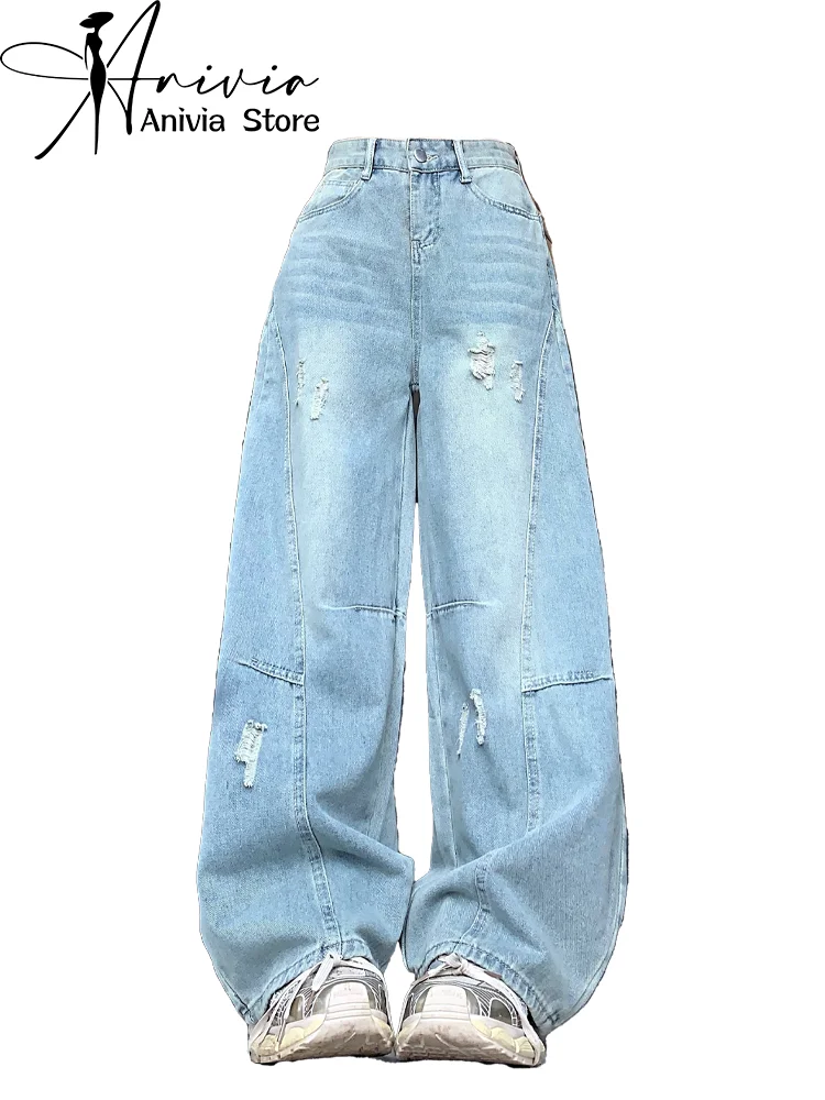 

Женские синие джинсы Y2k, мешковатые эстетические винтажные брюки 90-х годов, уличная одежда в стиле Харадзюку, джинсовые брюки в стиле эмо 2000-х годов, одежда, новинка