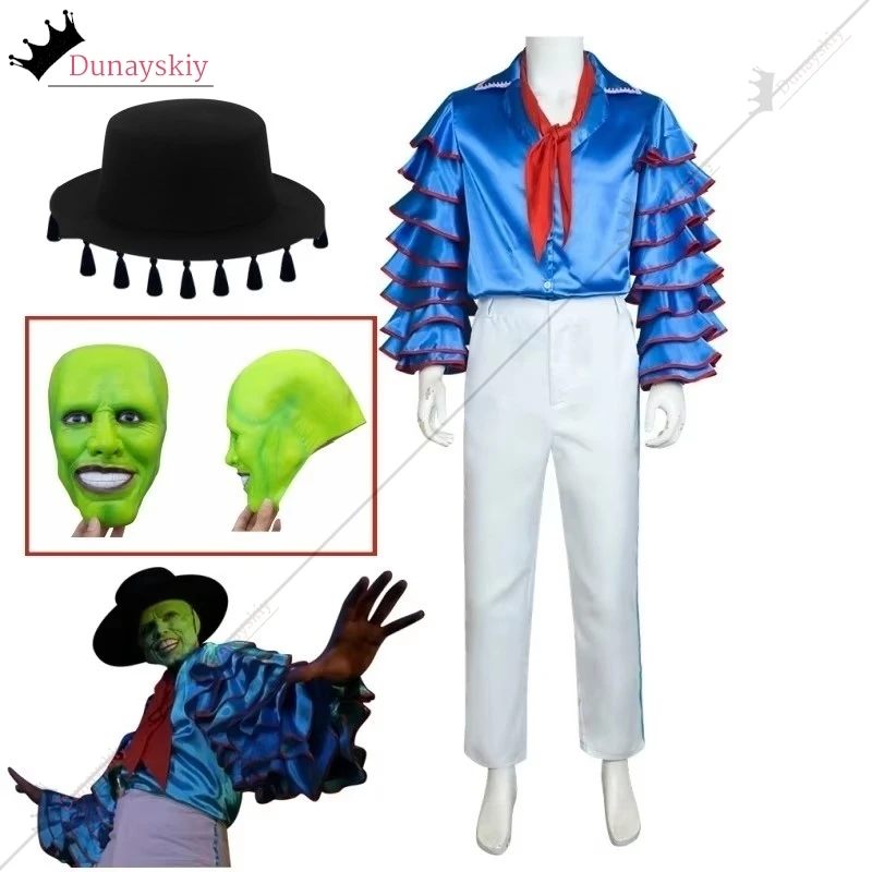 

Movie The Mask Jim Carrey Cosplay Costumes Set Unisex Adult Yellow Suit Uniform Halloween Carnival Costume Disfraces Customized