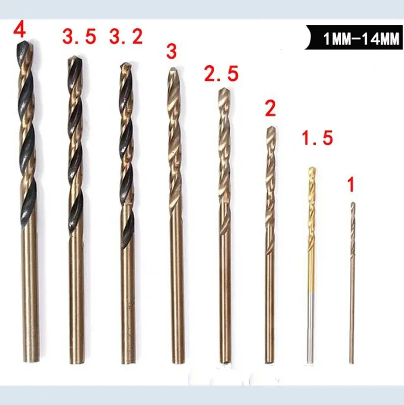 

15pcs High Speed Steel Twist Drill Bit Set 3 Edge Head 8% High Cobalt Drill Bit hardness for Stainless Steel Wood Metal Drilling