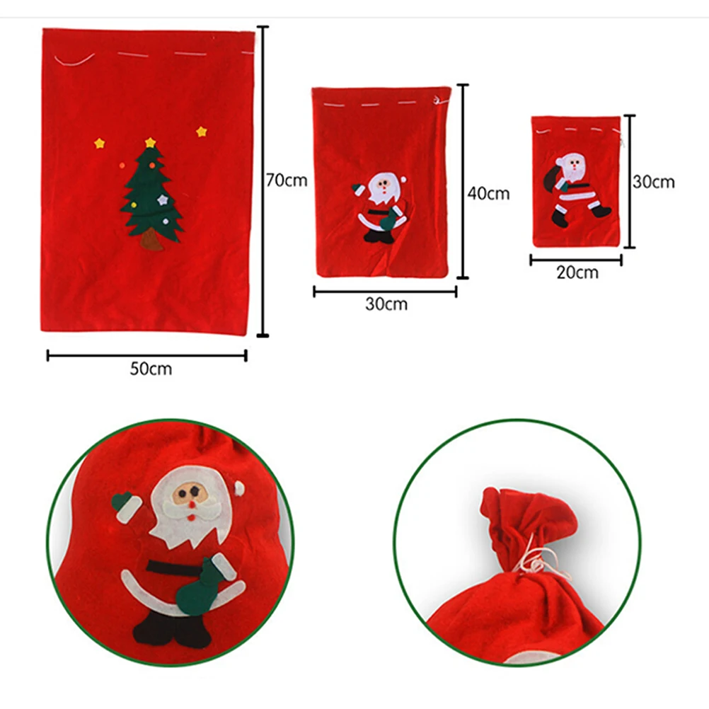 Christmas Gift Bags Large Size Drawstring Holiday Candy Treat Sack Fabric Present Wrapping Decorative Santa Favor
