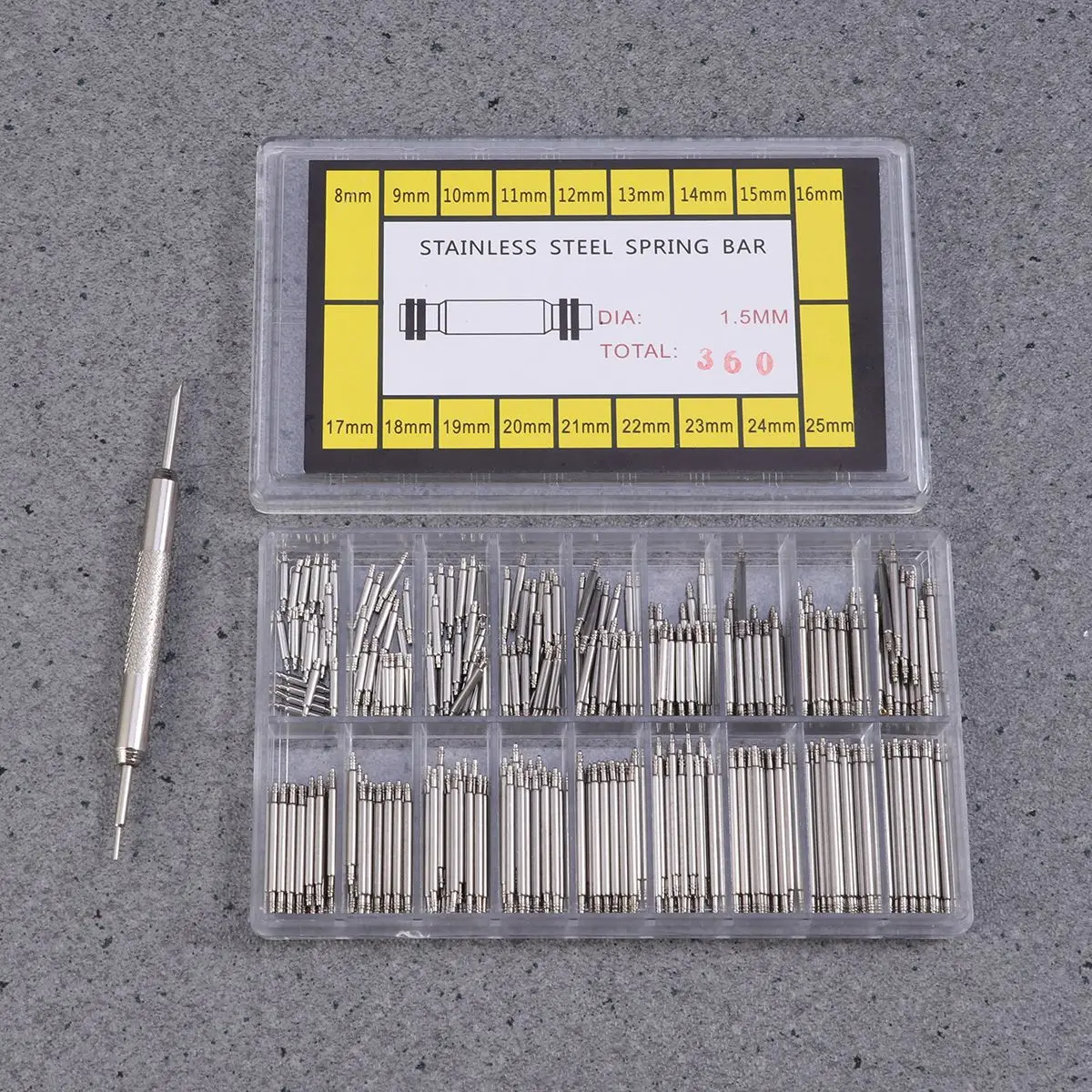 360 Pcs Stainless Steel Link Pin Spring Bars for Watch Wristb Pin Tool Kit Set Strap Repair Replacement Tools Watch Accessories