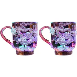Creative Dragon Design Induction Luminous Cup Water Activated Color Changing Glowing Wine Glasses LED Flashing Cup Coffee Mug