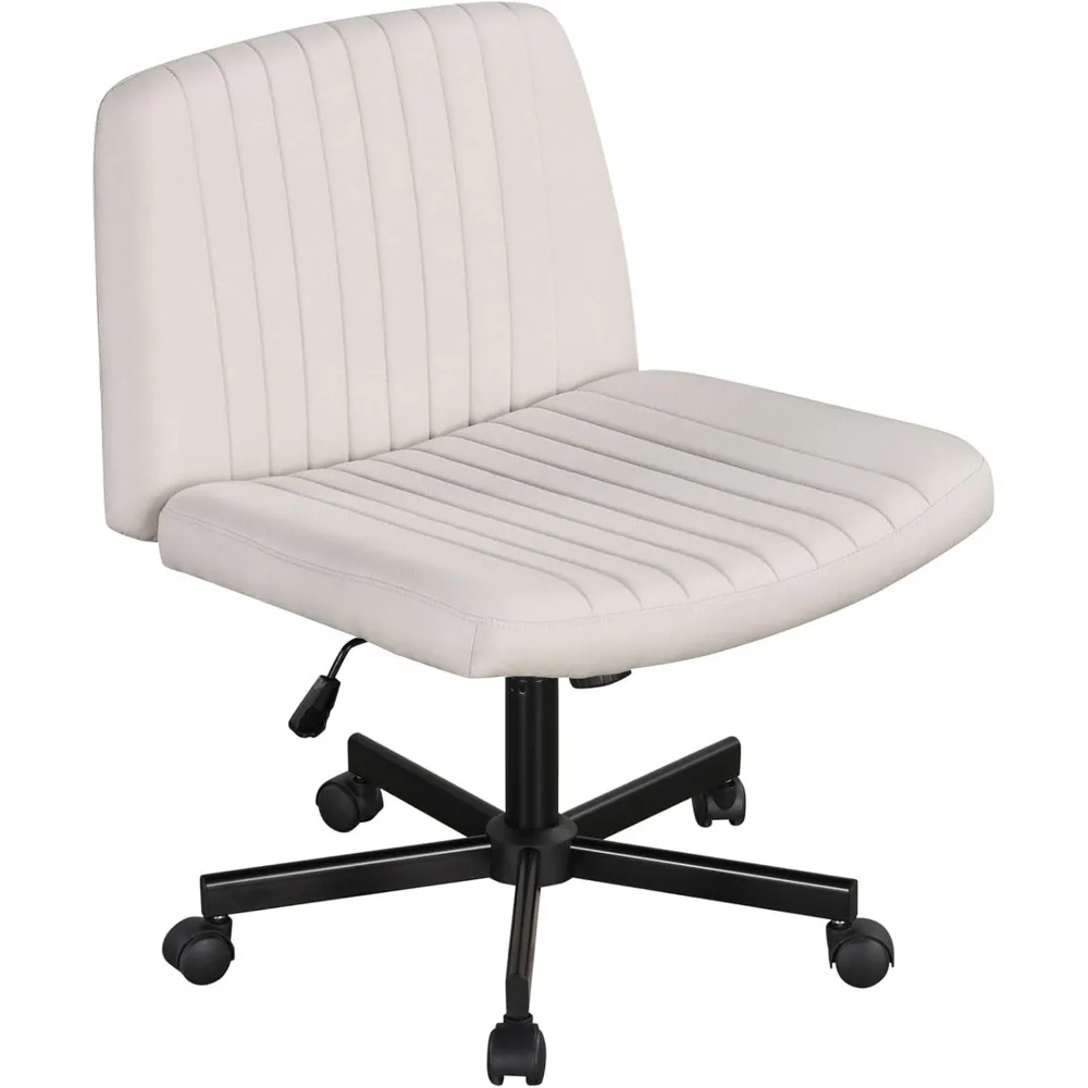 

Criss Cross Chair with Wheels, Armless Cross Legged Office Chair, Fabric Adjustable Swivel Ergonomic Desk Seat