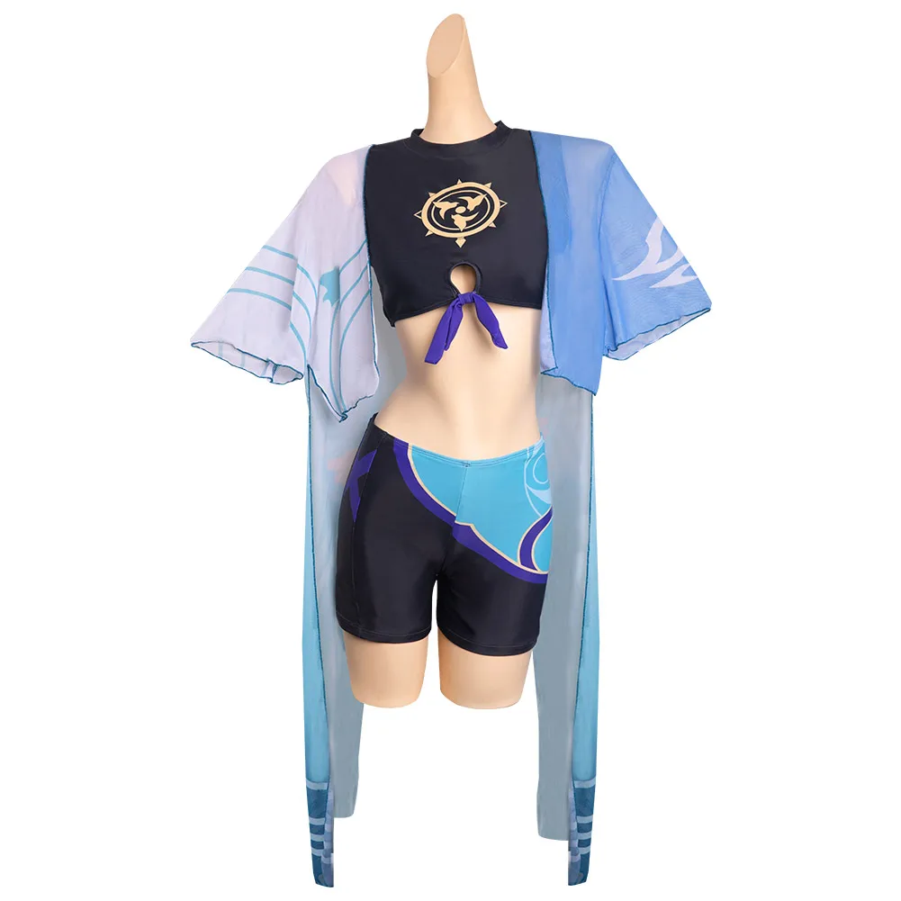 Genshin Impact Keqing Wanderer-traje de baño para niñas, traje de baño para Cosplay, Top de Bikini, pantalones cortos, traje de baño para fiesta de Carnaval de Halloween