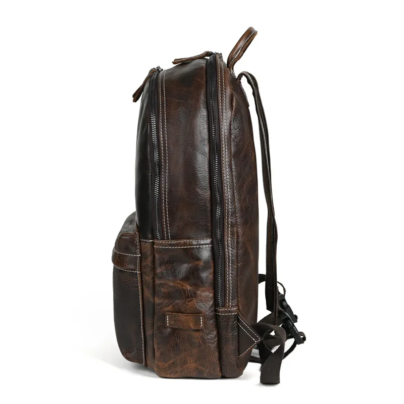 Imagem -02 - Nesitu-mochila de Couro Genuíno para Homens e Mulheres Laptop Bolsa Travel Bolsa Top Grain Preto Café Vintage Alta Qualidade a4 14 15.6 M026