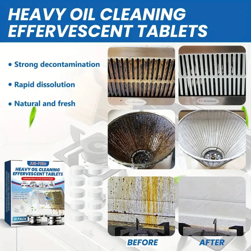 Restaurant kitchen cleaning effervescent tablets, heavy oil stain cleaning effervescent tablets, kitchen range hood cleaning eff