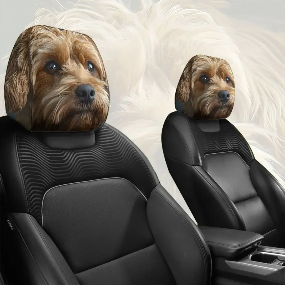 2pcs Headrest Covers Ghost 2pcs Headrest Covers Horror Two-piece car parts set, cute and soothing puppy furry car headrest