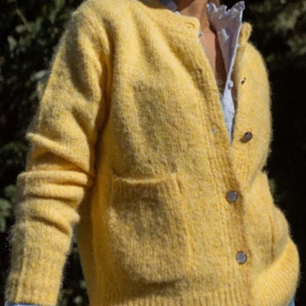 슬림핏 라운드 넥 스웨터 가디건 여성용 젠틀 슬레 싱글 피스 겨울 아우터웨어 브랜드 없음 등록 상표 없음